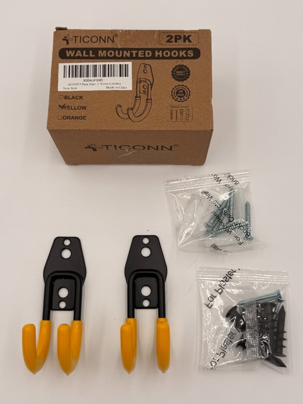 Heavy Duty Wall Mounted Pack of 2 Hooks TICONN